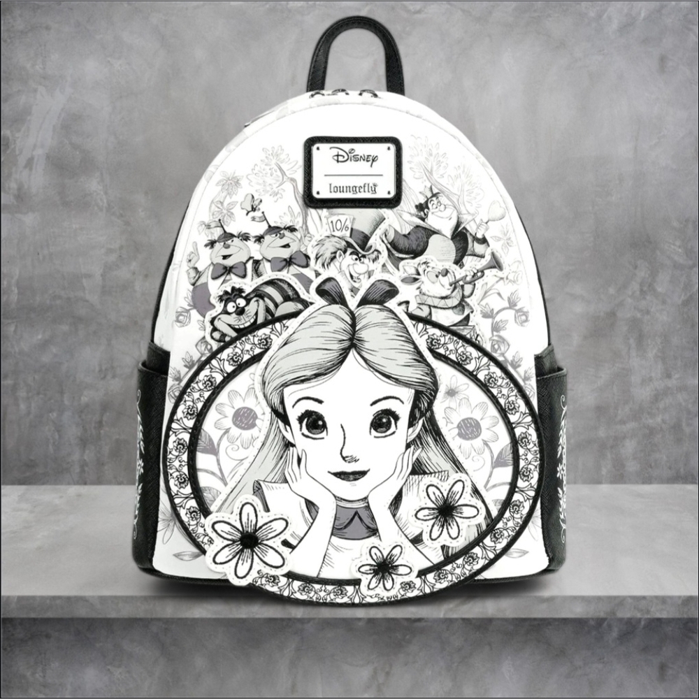 NWT Alice In Wonderland Sketch Loungefly Mini Backpack 🖤